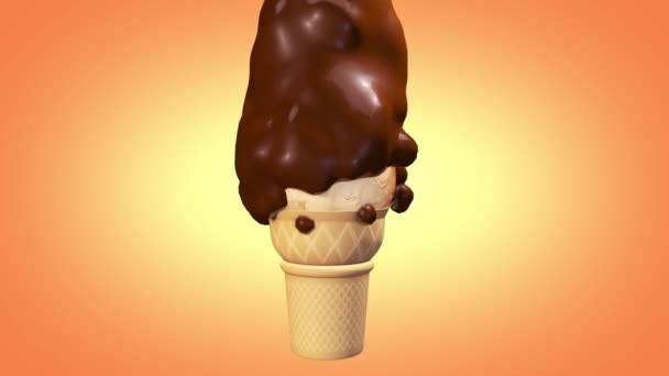 Sorvete Chocky Nut Chocolate Cream Rendering Animation — Vídeo de Stock