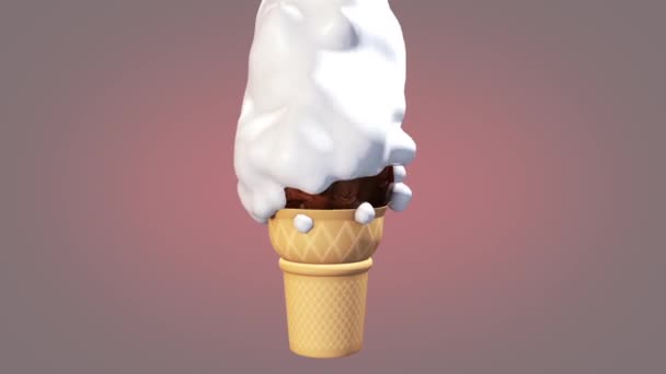 アイスクリームチョッキーナッツクリームチョコレート3Dレンダリングアニメーション — ストック動画