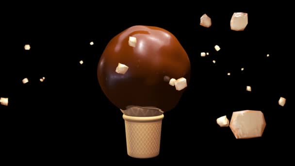 Glass Chocky Nut Choklad Grädde Alpha Matt Rendering Animation — Stockvideo