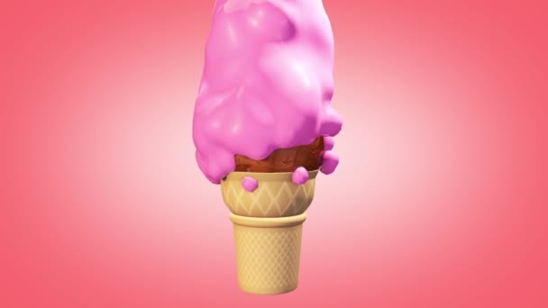 Παγωτό Chocky Nut Σοκολάτα Φράουλα Αποτύπωση Animation — Αρχείο Βίντεο