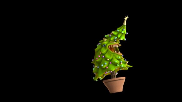 Monster Christmas Tree Die Side Alpha Matte Renderelés Animáció — Stock videók