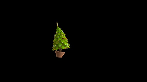 Monster Christmas Tree Walks Side Alpha Matte Rendering Animation — Stock video