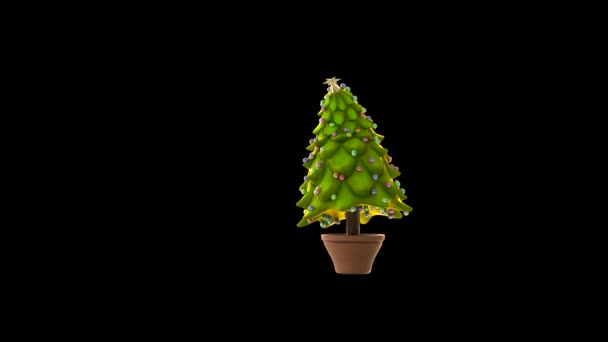 Monster Christmas Tree Walks Back Alpha Matte Renderelés Animáció — Stock videók