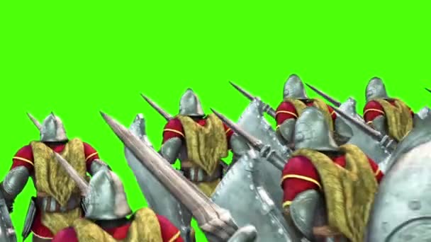 Legion Soldiers March Back Rendering Green Screen — Stockvideo