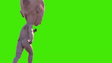 Canavar Unutulmuş Bebek Yeşil Ekran Koşusu 3B Canlandırma 4K