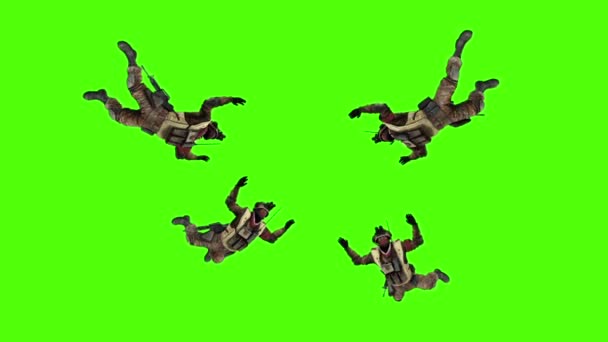 Military Parachutist Free Fall Green Screen Rendering Animation Video Clip