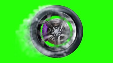 Tekerlek Hızı Duman 3D Yeşil Ekran Canlandırması