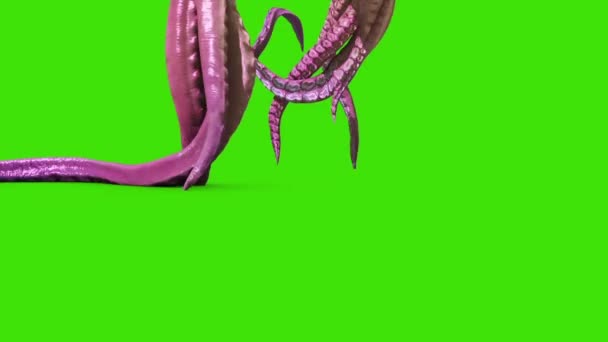 Dois Monstro Tentáculos Ataque Loop Tela Verde Renderização Animação — Vídeo de Stock