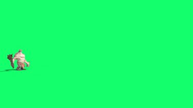 Kiklops Canavarı Yeşil Ekran Çalışıyor ve Saldırılar 3D Çizim Canlandırması