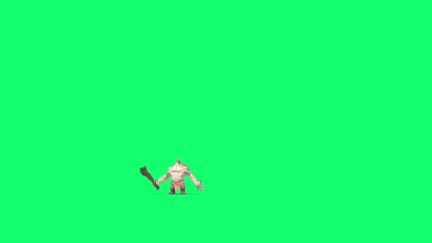 サイクロップスモンスターグリーンスクリーンランと攻撃3Dレンダリングアニメーション — ストック動画