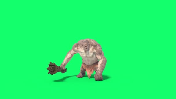 Cyclops Monster Green Screen Attacks Loop Rendering Animation — Stock videók