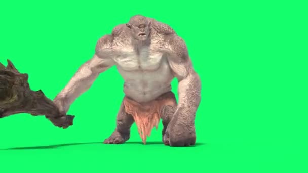 Cyclops Monster Green Screen Attacks Front Loop Rendering Animation — ストック動画