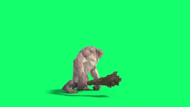 Cyclops Monster Green Screen Attacks Side Loop Rendering Animation — Stock videók