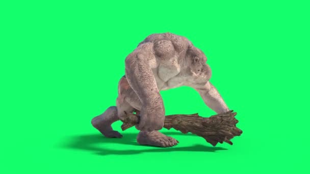 Cyclops Monster Green Screen Walkcycle Loop Side Rendering Animation Royalty Free Stock Footage