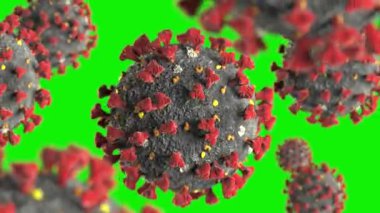 Coronavirüs 2019-nCoV Wuhan Yeşil Ekran 4K Virüs 3D Canlandırma
