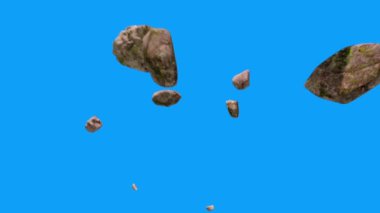 Kaya Sonbaharı Taşları Dağ Enkazı Mavi Ekran Üst Üç Boyutlu Görüntüleme Canlandırmaları