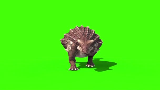 龙行走圈前面3D动画绿色屏幕侏罗纪公园 免版税图库视频