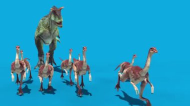 Jurassic World Carnotaurus Saldırısı Gallimimus Mavi Ekran 3D Canlandırma