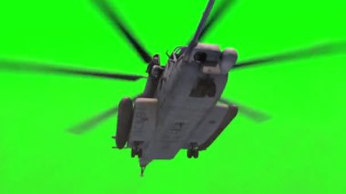 Helikopter MH-53M Asfalt Alçaktan Toz Yeşil Ekran 3B Görüntüleme