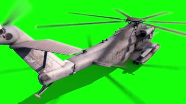 Helikopter MH-53M Asfalt Alçak Yeşil Ekran 3B Görüntüleme Kalkıyor