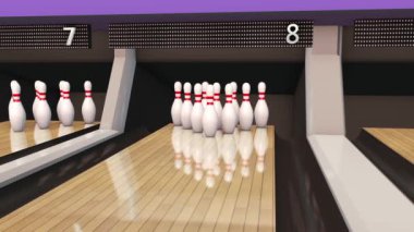 Bowling Salonu Dokuzuncu Önden 3B Canlandırma