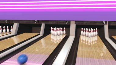Bowling Salonu Dokuzuncu Vuruş 3 Boyutlu Canlandırma