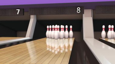 Bowling Salonu Dokuzuncu Vuruş 3 Boyutlu Canlandırma