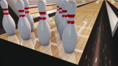 Bowling Salonu Dokuzuncu Vuruş 3 Boyutlu Canlandırma