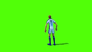 Futbolcu Göğüs ve Tekme Yeşil Ekran 3B Canlandırması