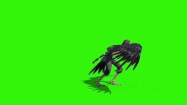 Harpy Mythological Monster Die Side Green Screen 3D Canlandırma