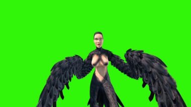 Harpy Mitolojik Canavar Saldırısı Döngü Yeşil Ekran Önü 3D Canlandırma