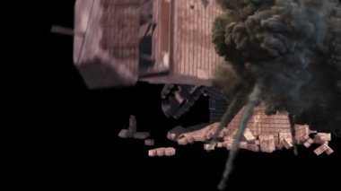 Watchtower Hapishane Kulesi Patlama Alfa Patlama Dumanı Yıkım 3 boyutlu Canlandırma