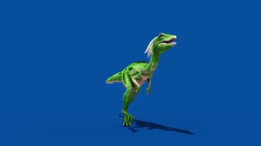 Jurassic Dinozor Runcycle Mavi Ekran Döngüsü Önü 3D Canlandırma