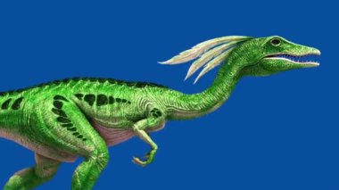 Jurassic Dinozor Runcycle Mavi Ekran Döngüsü Yan 3D Canlandırma