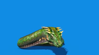 Mitolojik Yılan Canavarı Dragoon Saldırısı Mavi Ekran 3D Canlandırma