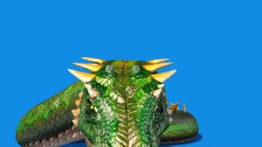 Mitolojik Yılan Canavarı Dragoon Saldırısı Mavi Ekran 3D Canlandırma