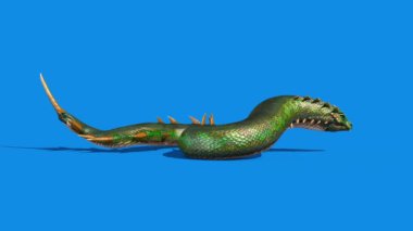 Mitolojik Yılan Canavarı Dragoon Yan Mavi Ekranı Ye 3D Canlandırma
