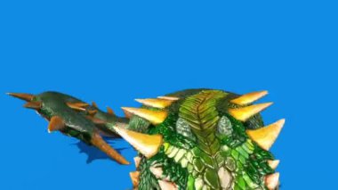 Mitolojik Yılan Canavarı Dragoon Atlama Mavi Ekran 3B Canlandırma