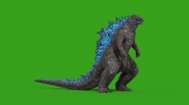 Canavar Godzilla Yeşil Ekran Kızgın Tarafı 3B Canlandırma