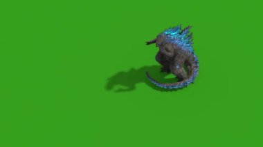 Canavar Godzilla Yeşil Ekran Dönüş Dansını Üç Boyutlu Canlandırma
