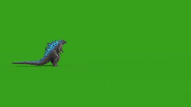 Canavar Godzilla Yeşil Ekran 3 Boyutlu Yürüyor Canlandırma