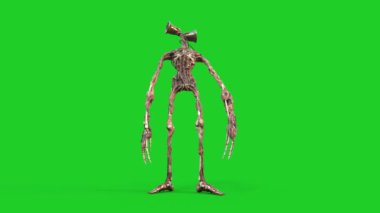 Siren Başlığı Yeşil Ekran Boşta Döngü 3B Animasyon Korku 4K