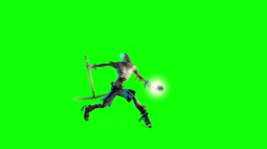 Cadılar Bayramı Zombileri Öndeki Mezarlığa Saldırdı Korkunç 3D Rendering Green Screen
