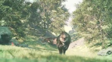 Giganotosaurus 3B koşar Animasyon Dinozorları 4K 