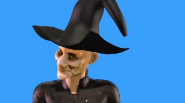 Cadı Cadılar Bayramı 'nda Mavi Ekran 3D Animasyon Dehşeti