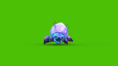 Uzaylı Tardigrad Yeşil Ekran Yürüyor Yazı Tipi Canavarları 3D Canlandırma