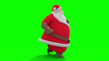 SANTA CLAUS Runcycle Side Noel Yeşil Ekran 3D Canlandırma Döngüsü