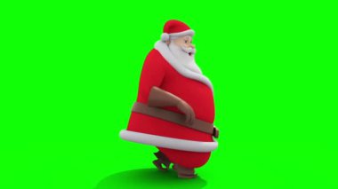 Noel Baba CLAUS Gizli Yürüyüş Yortusu Noel Yeşil Ekran 3D Canlandırma Döngüsü