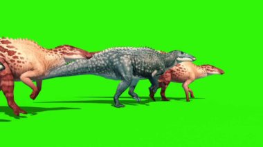 Shantungosaurus grubu Yeşil Ekran Kenarı Jurassic Dünya 3D Canlandırma