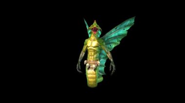 Basilisk Canavarı Kertenkele Vuruşu Die Alpha Matte 3D Canlandırma Canlandırması